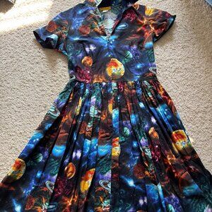 Bernie Dexter Space Drive-In Dress L EUC